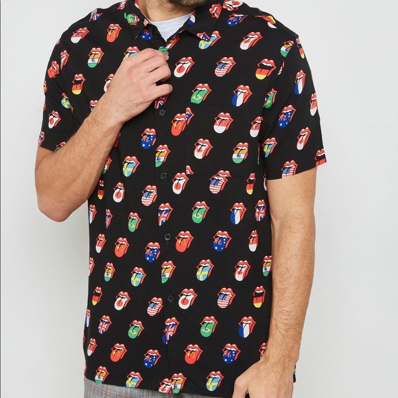 Rolling stones button down shirt Clearance